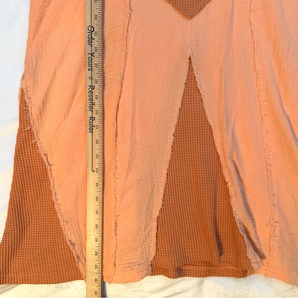 POL Orange Thermal Contrast Hippie Mini Slip Dress Women's S Distressed Boho - Picture 5 of 10